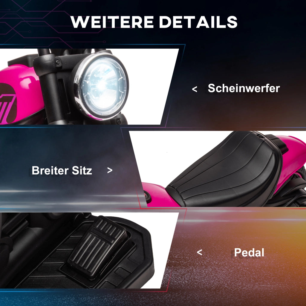 Moto elettrica per bambini con ruotine ¨C zephmum ¨C rosa