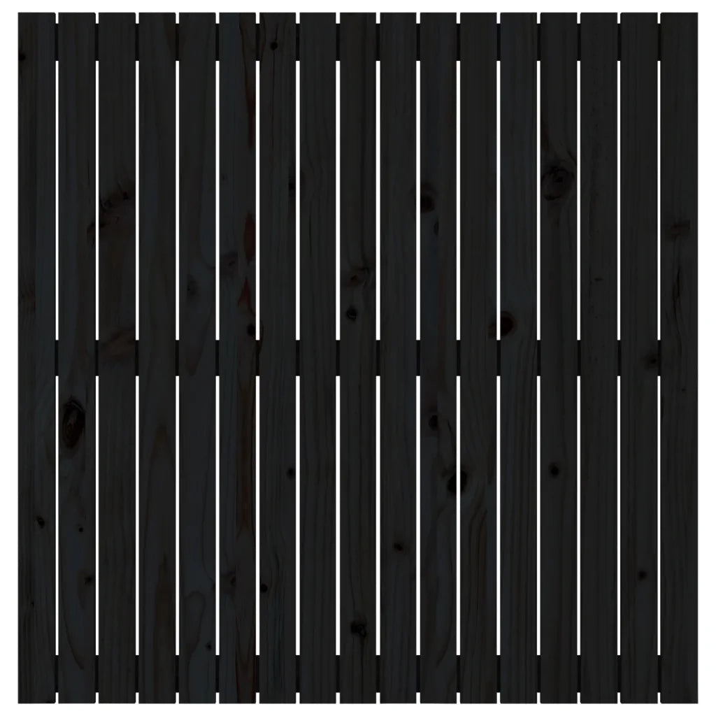Testiera da Parete Nera 108x3x110 cm in Legno Massello di Pino