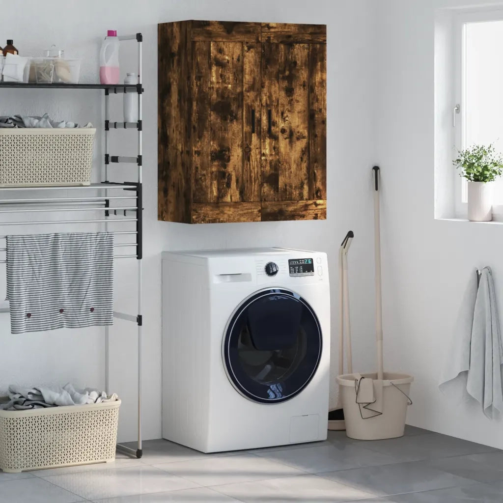 Armadietto a Muro | Mobile a Parete Rovere Fumo 69,5x34x90 cm in Legno Multistrato