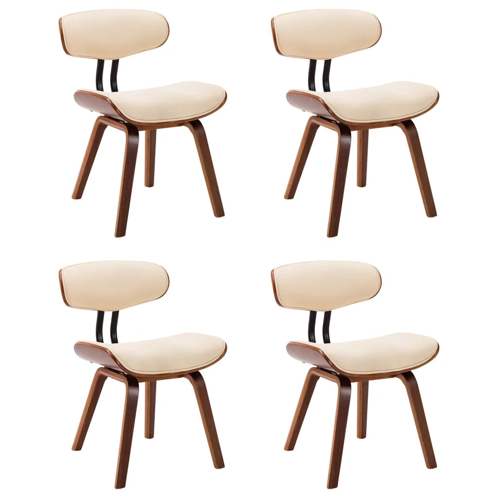 Sedie da Pranzo 4 pz Crema in Legno Piegato e Similpelle