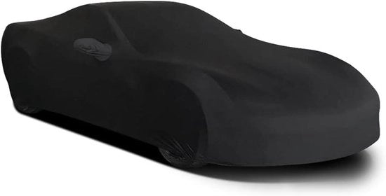 Autozeil per stoffa elastico per auto interno per protezione contro la polvere e la sporcizia per garage o esposizione auto per interno, compatibile con auto di lunghezza 4,2 m - 4,6 m, colore nero.