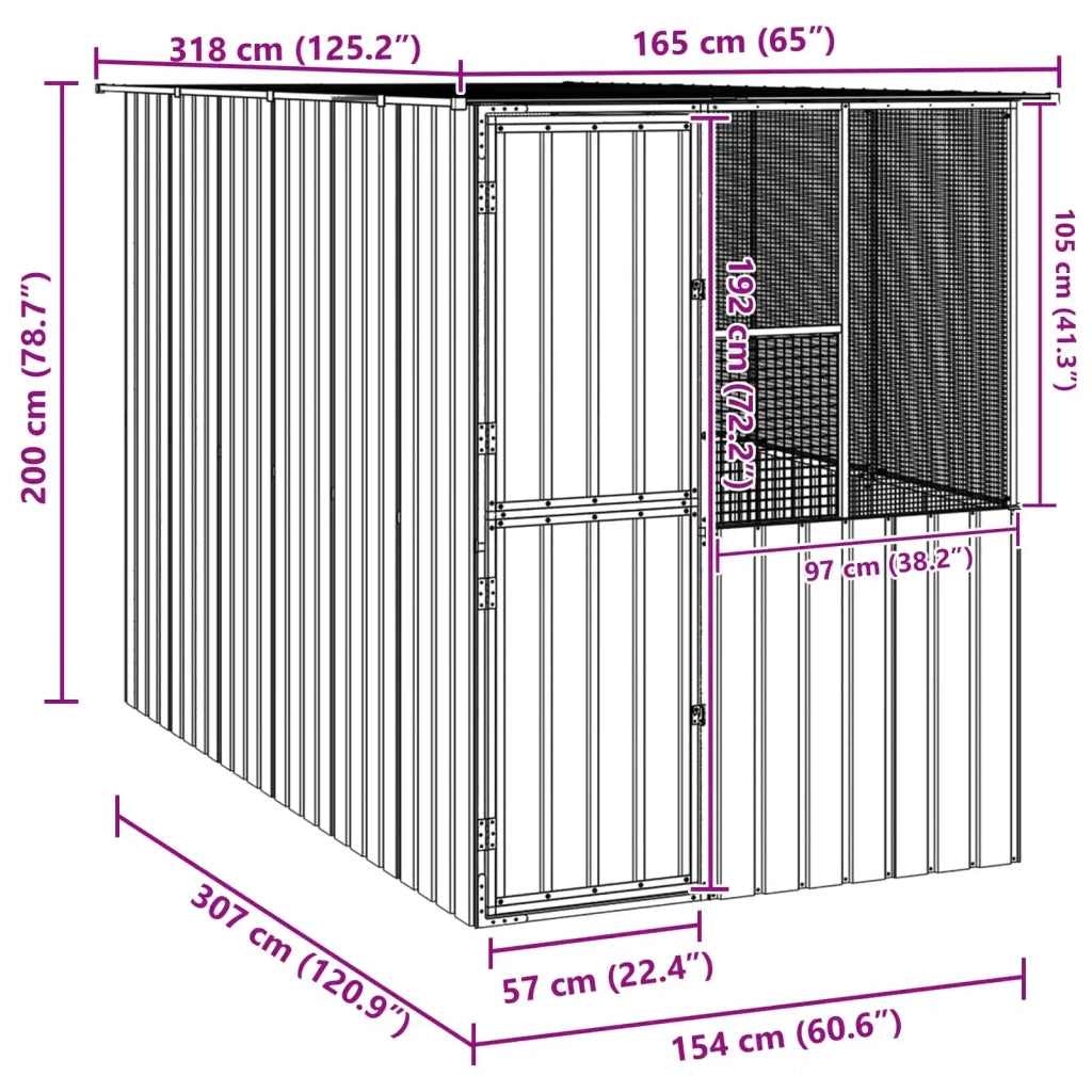 Gabbia per uccelli Antracite 165 x 318 x 200 cm Acciaio zincato 3325169
