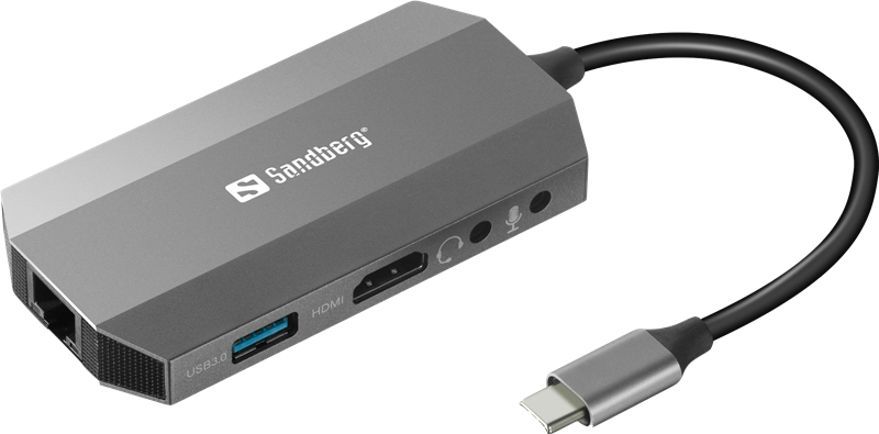 ORIGINAL Sandberg Accessori per computer Grigio 136-33 Dockingstation Sandberg USB-C 6in1 Travel Dock