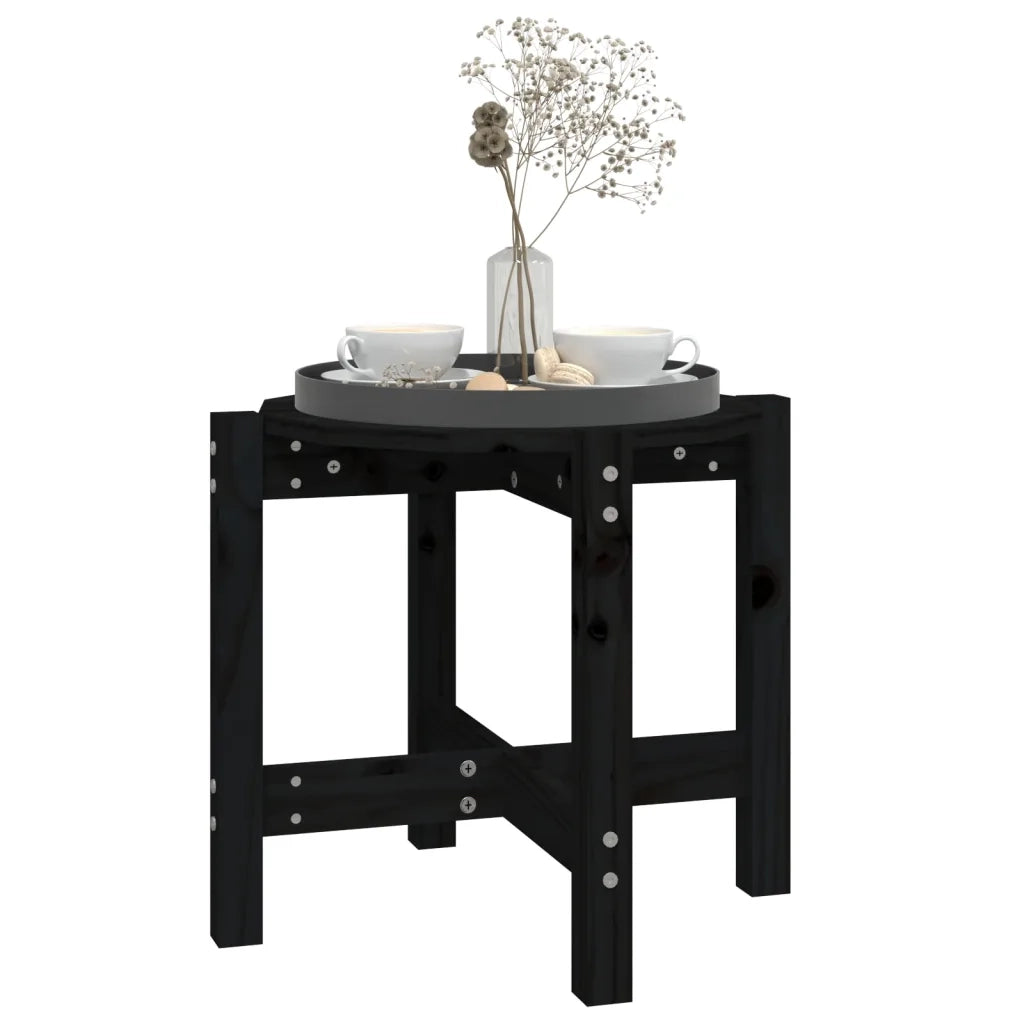 Tavolino da Salotto Nero Ø 52,5x45 cm in Legno Massello di Pino 822311