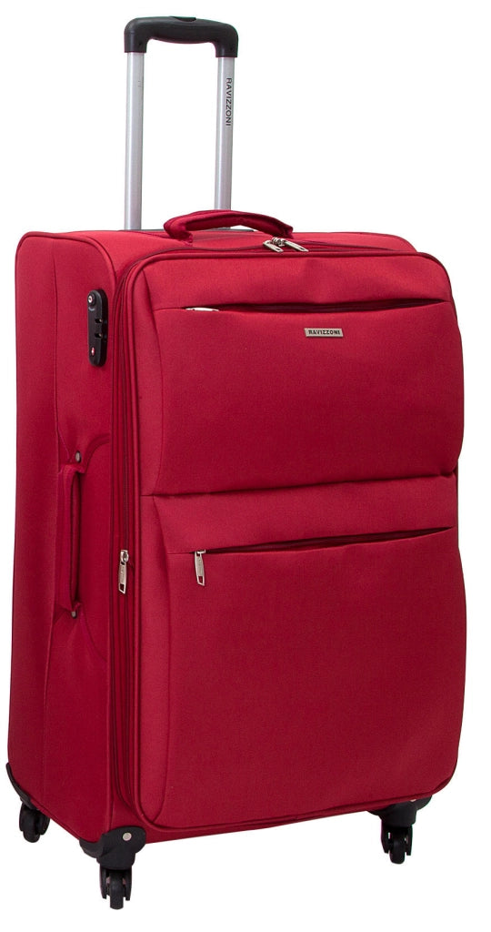 Set 3 Valigie Trolley Morbide in Poliestere 4 Ruote TSA Ravizzoni Singapore Rosso Mattone