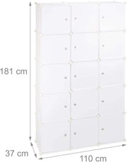 Scaffale a cubo con 11 scomparti portaoggetti e 2 aste appendiabiti plastica bianca 13_0001262_2