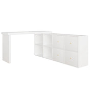 Scrivania angolare girevole con 4 vani e 4 cassetti; per ufficio; in MDF; bianco
