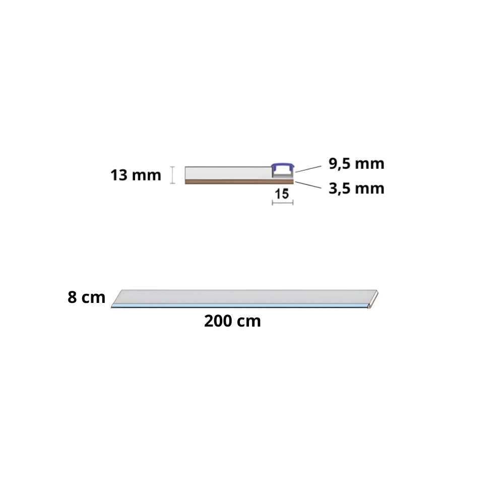 Semilavorato filomuro in cartongesso e alluminio per luce led 8 x 200 cm 5 pz