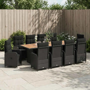 Set da pranzo per esterni 11 pz Nero polyrattan 3422372