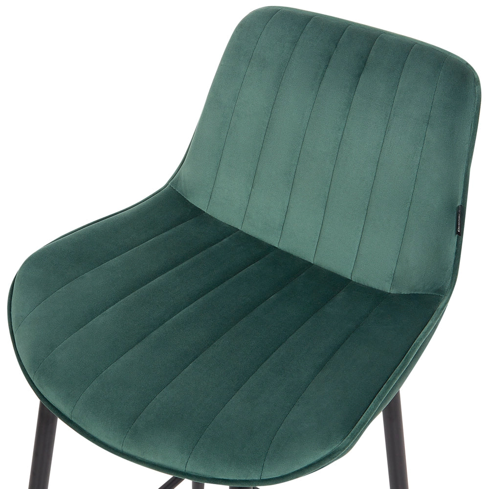 Set di 2 sedie da bar in velluto verde smeraldo gambe in acciaio nero senza braccioli set da pranzo salotto soggiorno moderno