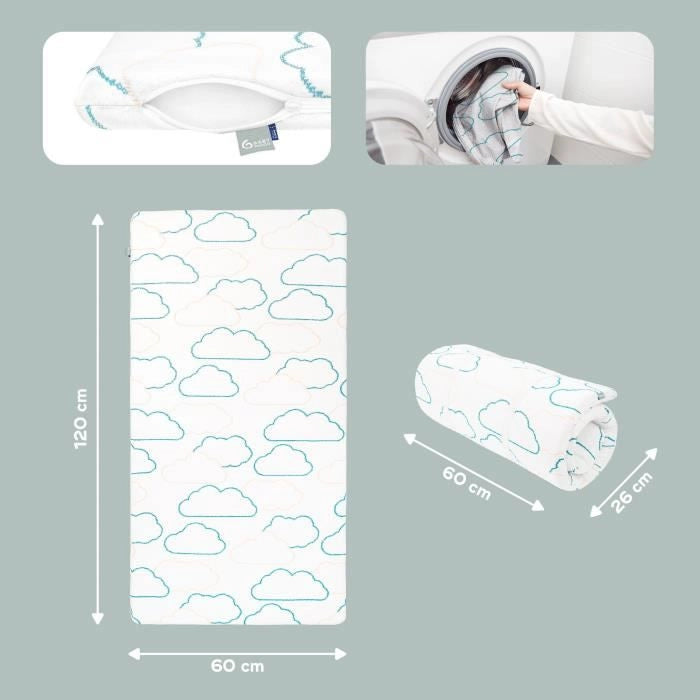 Babymoov Cosy'Lite Materasso da viaggio Nomad 60x120cm, misura universale, certificato oeko-Tex e riciclato
