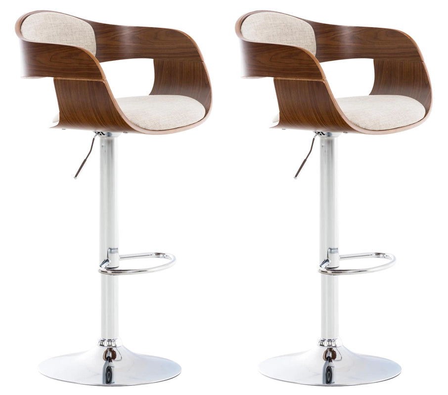 Set 2 sgabelli cucina Kingston in tessuto Noce/crema