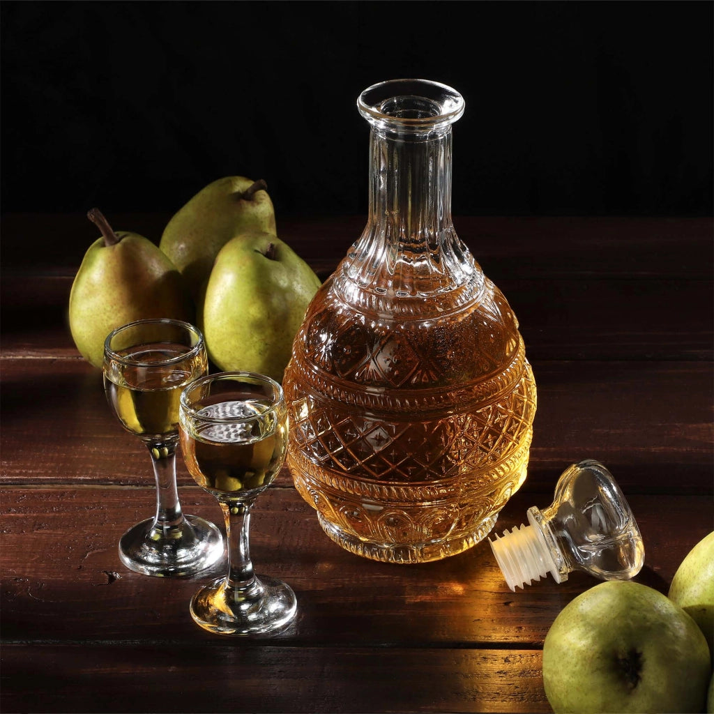 Caraffa per whisky KADAX, bottiglia in vetro cristallo da 1 litro con tappo di sughero, confezione da 6 pezzi.