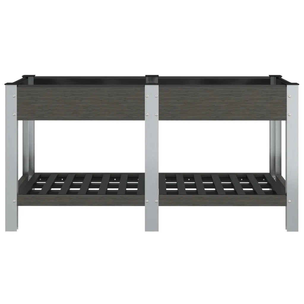 Fioriera | Cassetta per fiori | Vaso Rialzata Giardino con Ripiano Grigia 150x50x75 cm WPC