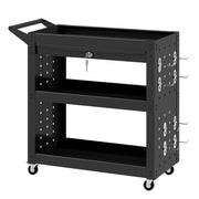 Carrello utensili 3 livelli con cassetto e pannello forato ¨C zephmum ¨C Nero