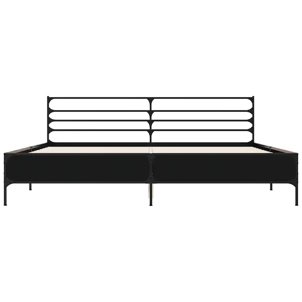 Giroletto Nero 200x200 cm in Legno Multistrato e Metallo 3280062