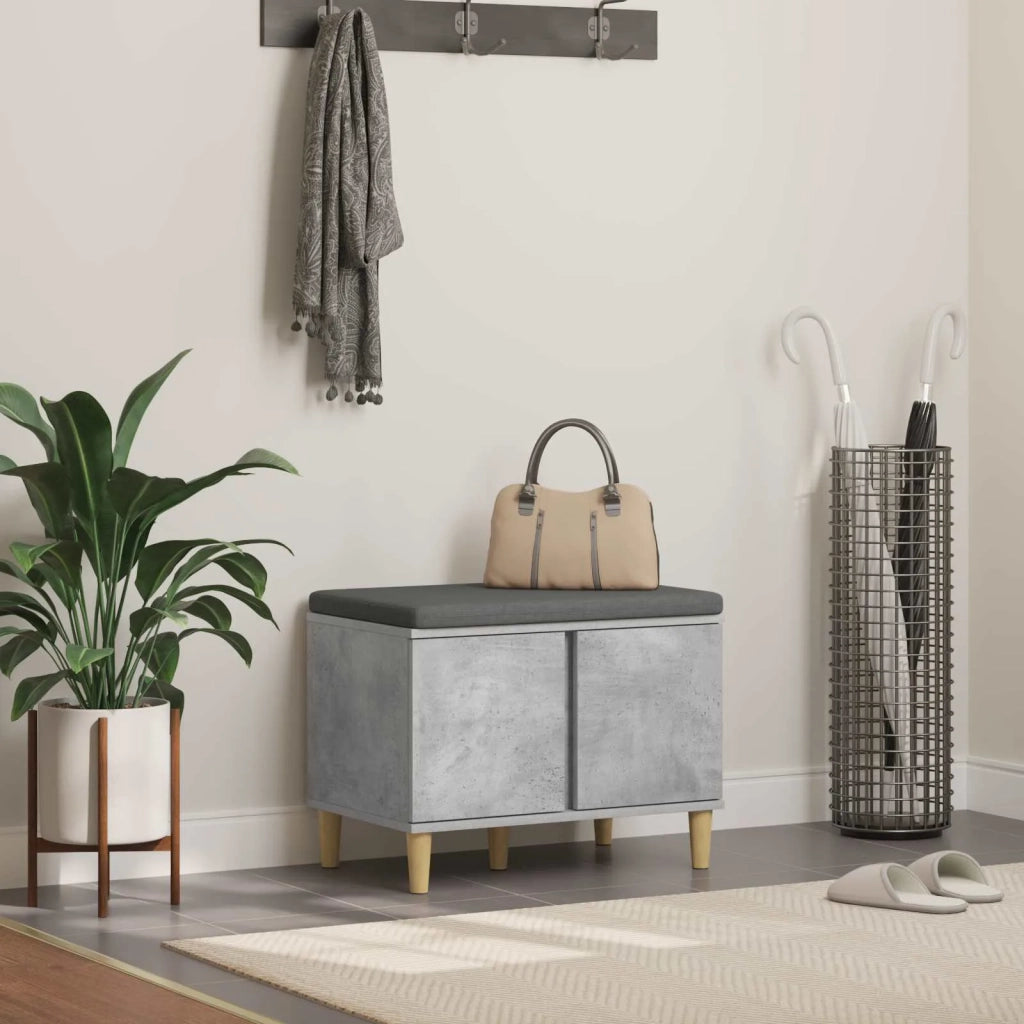Panca per ingresso con cuscino Grigio Cemento 60 x 38 x 46 cm 891523