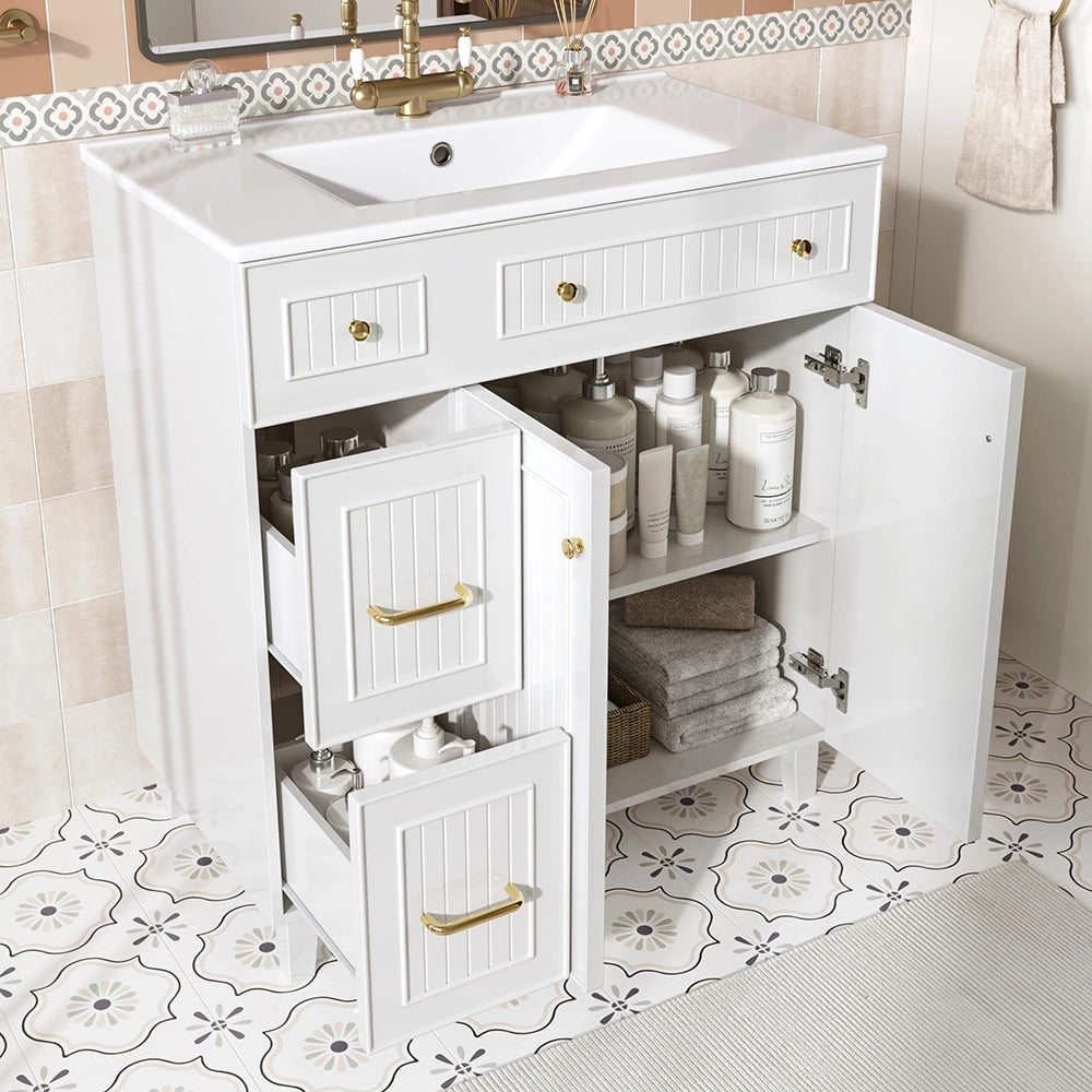 Armadio bagno con lavabo 81,7 cm - Xylo - Design moderno, superficie laccata, spazio multifunzionale