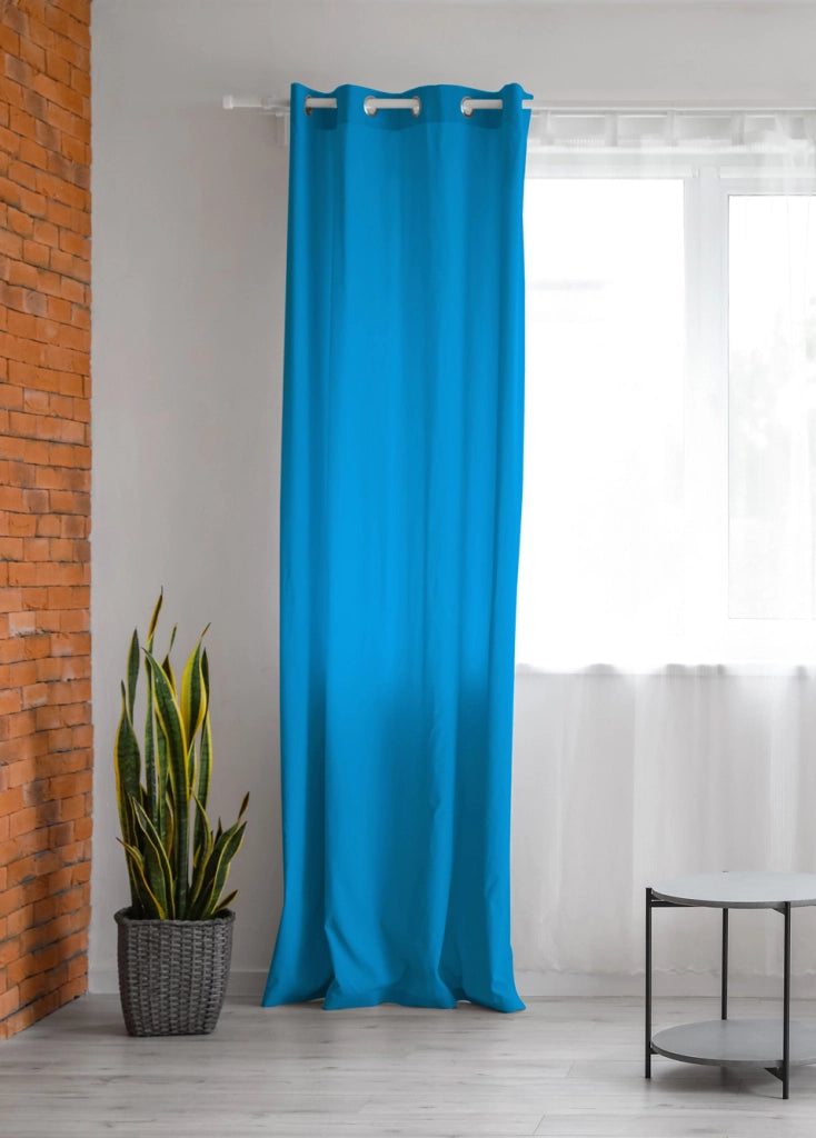 Tenda Semioscurante 140 x 290 Cm Moderne Con Occhielli  Azzurro - 2 Tende