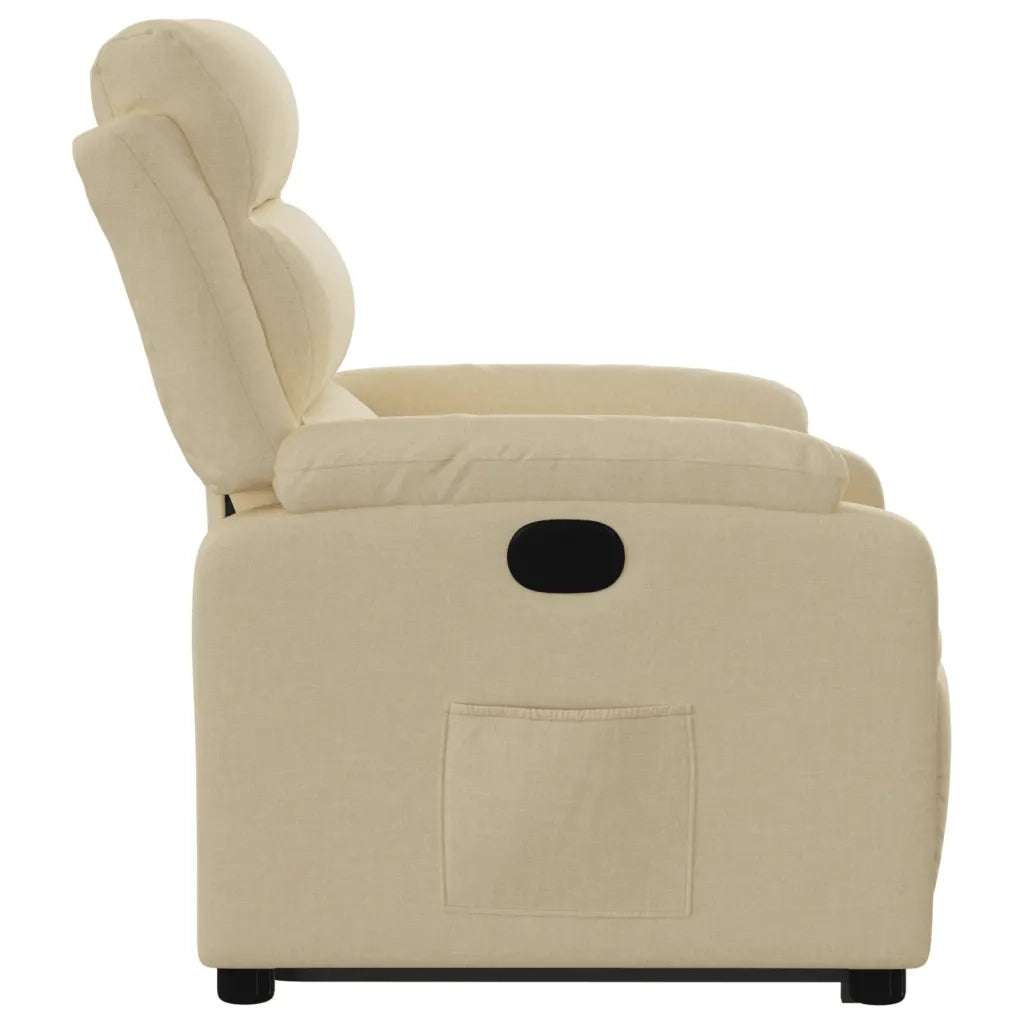 Poltrona | Sedia Relax Alzapersona Reclinabile Crema in Tessuto