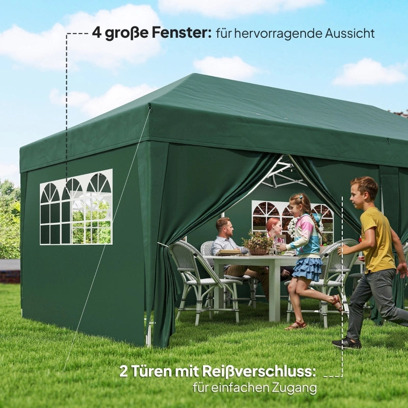 Padiglione circa 6x3m Stable Winterproof Pop-up Fly-up Gazebo con zip per finestre pannelli laterali delle porte protezioni UV