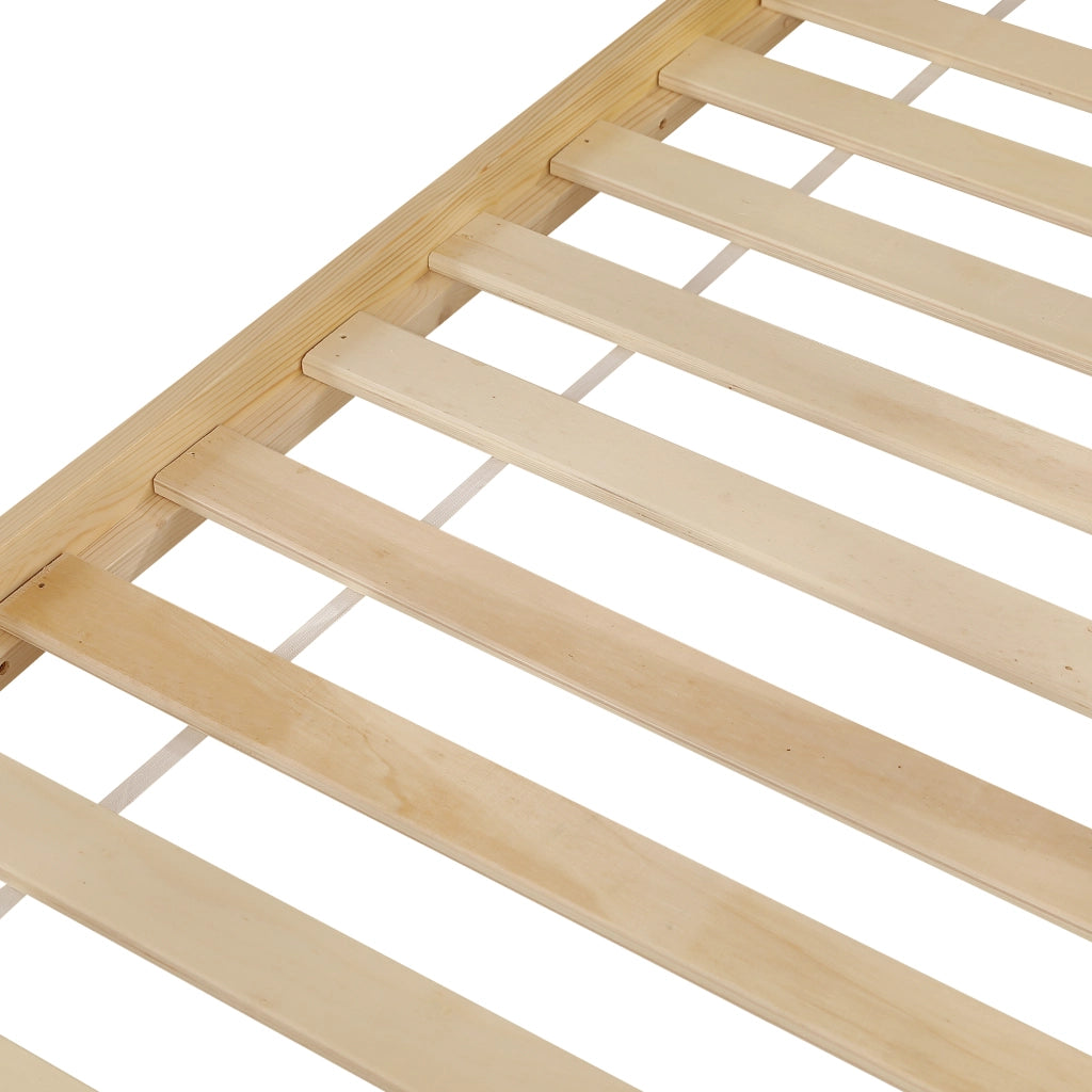 DESMIU Lit superposé per bambini 90 × 200 cm 2 posti con casetta, finestra, scala a 3 gradini, senza materasso, legno naturale
