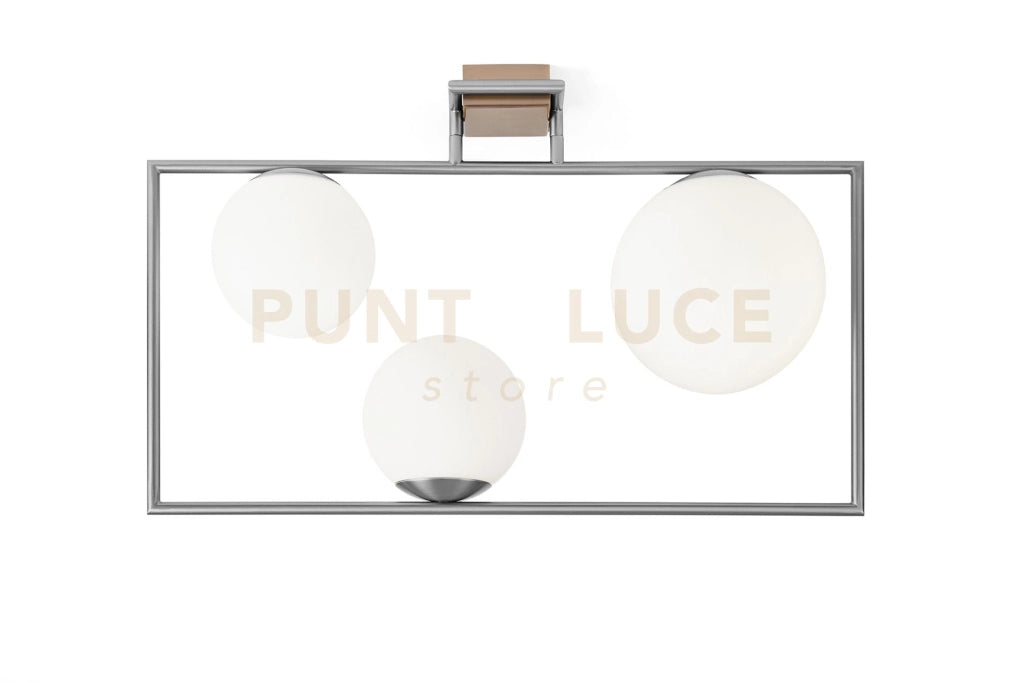 BUBLE LAMPADA DA SOFFITTO 3 SFERE ACCIAIO SPAZZOLATO PARTICOLARI BRONZO ATTACCO E27