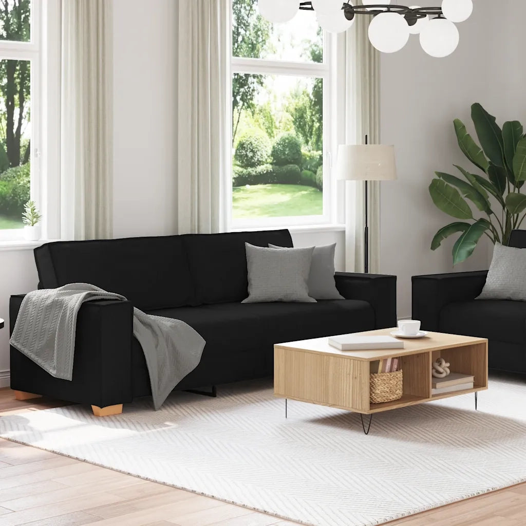 Set di Divani 2 pz con Cuscini Nero in Tessuto 3324693