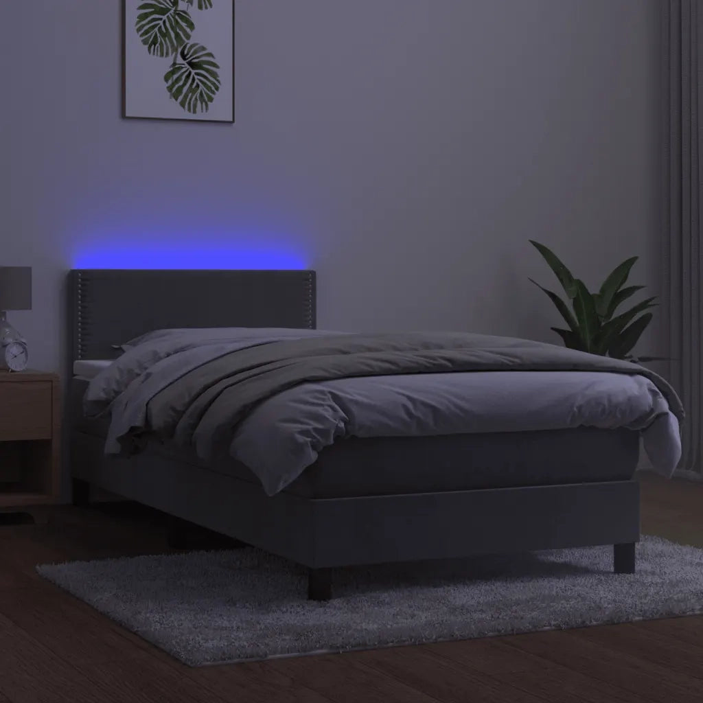 Letto a Molle con Materasso e LED Grigio Chiaro 90x200 cm Velluto 3134321