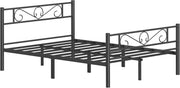 VASAGLE Struttura Letto Matrimoniale, Letto a Doghe in Metallo per Materassi di 140 x 200 cm, per Stanza di Ospiti, Montaggio Facile, per Spazi Piccoli, Nero Inchiostro RMB064B01