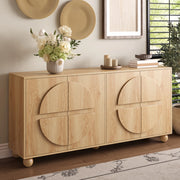 Credenza e madia a 4 ante con 2 vani interni e ripiani regolabili, per soggiorno e ingresso, naturale, 160 × 38 × 76 cm