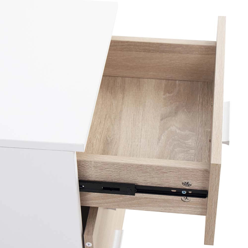 Comodino Mobiletto Cassettiera 3 Cassetti Design Moderno Legno Mdf Bianco Quercia