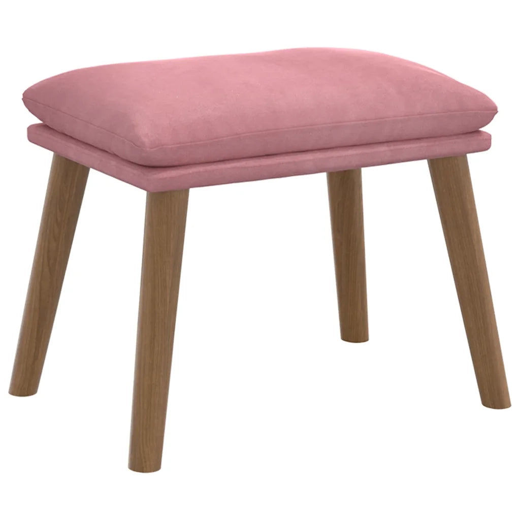 Poltrona a Dondolo con Poggiapiedi Rosa in Velluto 3315131