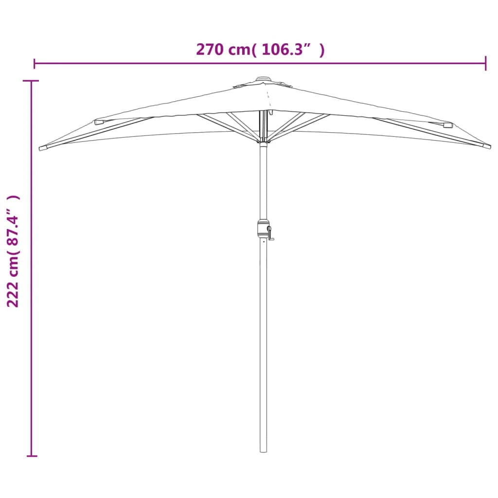 Ombrellone da balcone di dimensioni ridotte con palo in alluminio 270 x 135 cm antracite 02_0008310