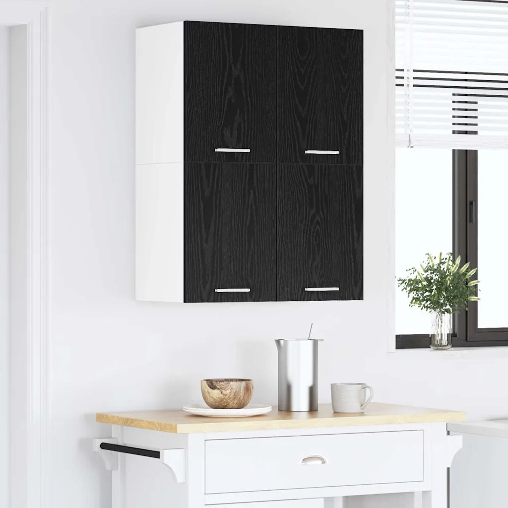 Armadio pensile con porta Rovere Nero e Bianco 60 x 31 x 40 cm 884164