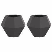 2 pz Fioriera | Cassetta per fiori | Vaso Nero 50 x 50 x 40 cm Acciaio