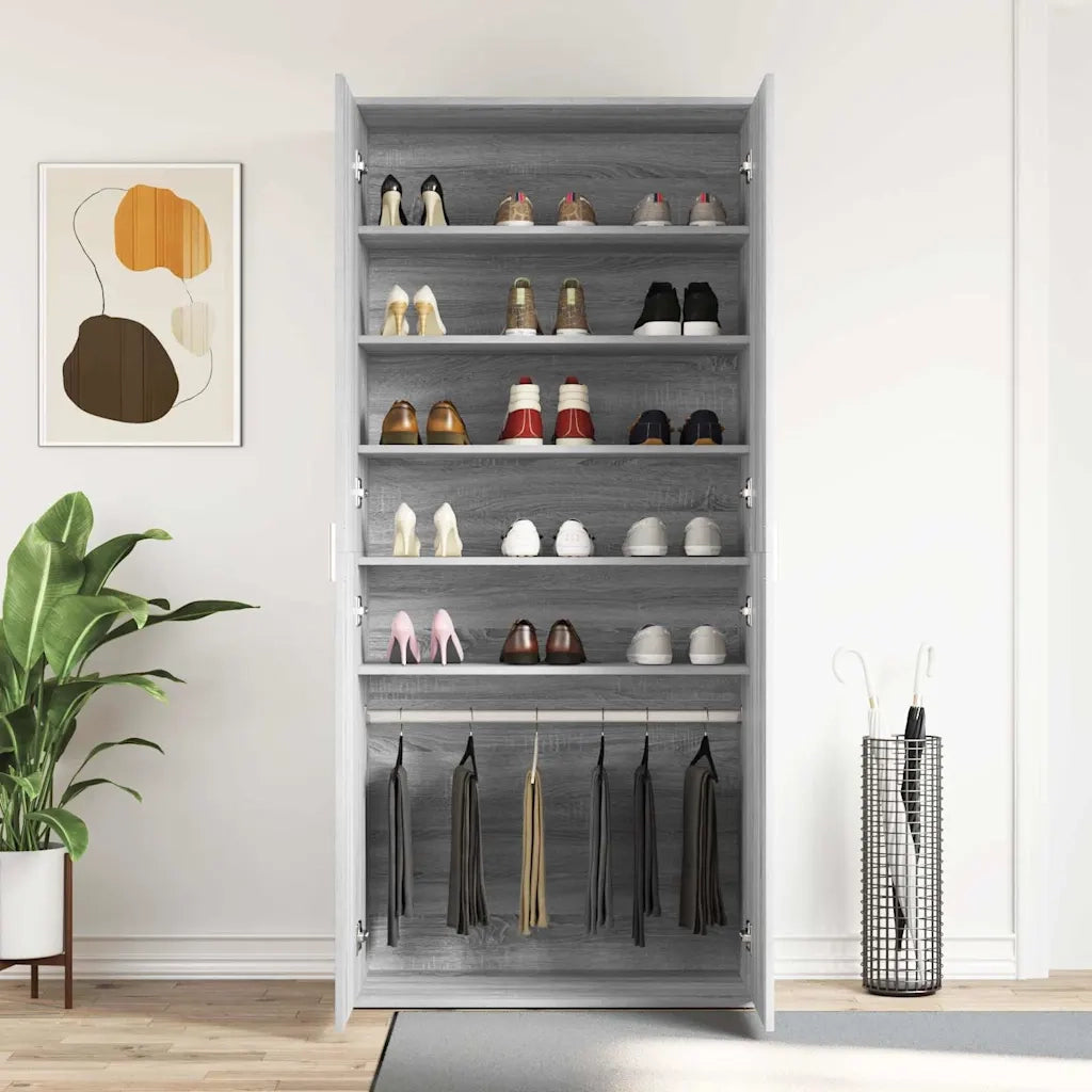 Mobile per scarpe con porta Grigio Sonoma 80 x 39 x 178 cm 3333871