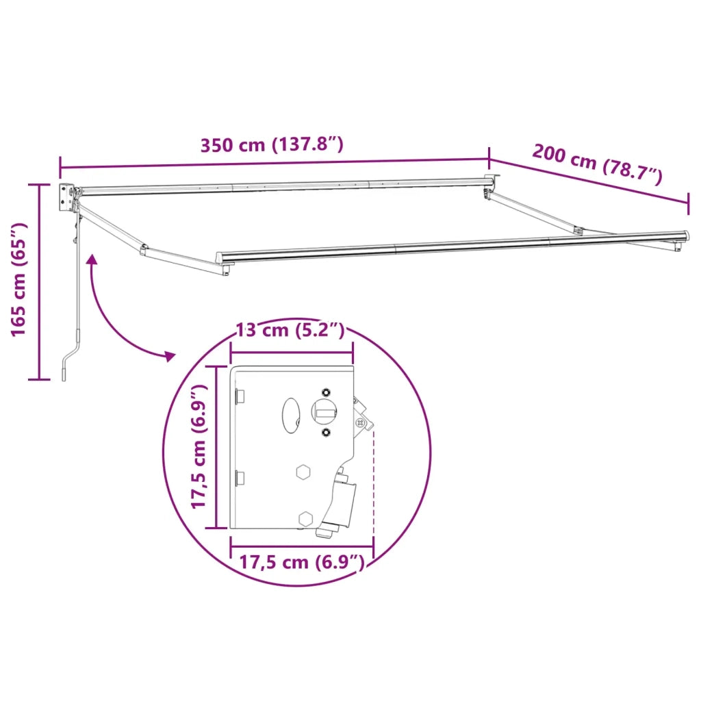 Struttura della tenda elettrica retrattile Antracite 3,5 x 2 m 42024189