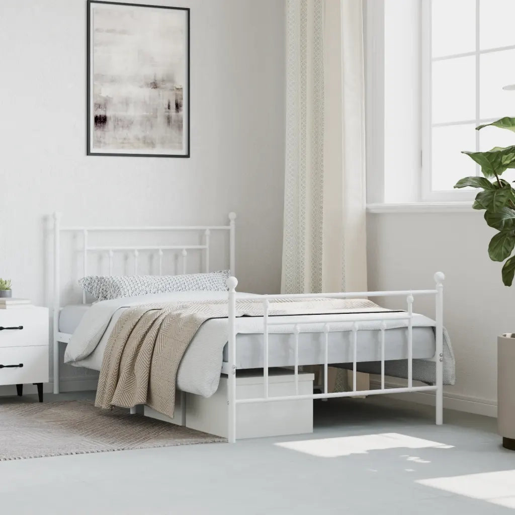 Giroletto con Testiera e Pediera Metallo Bianco 107x203 cm 353600