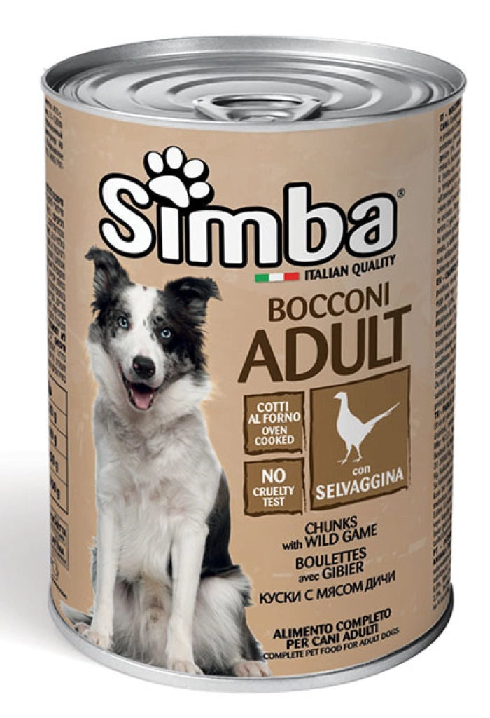 BOCCONI PER CANI 'SIMBA' selvaggina - gr 415- 24 pezzi  - MONGE