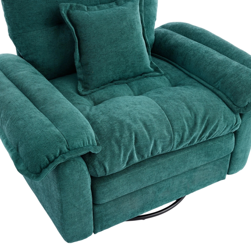 Poltrona girevole 360° con cuscino di supporto, in ciniglia, Verde, 116 × 84 × 96 cm