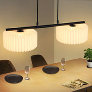 Lampada a Sospensione ZMH vintage lungo - Paralume in carta bianca 2 luci (senza lampadina)