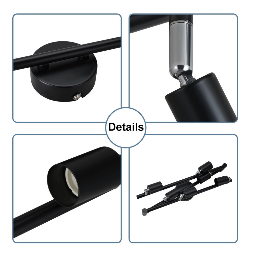 ZMH Faretto da soffitto neri 6 luci GU10 metallo ruotabili 330° per cucine soggiorni camere letto