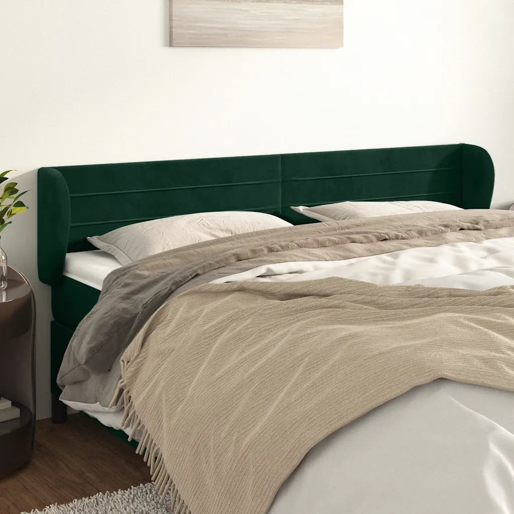 Testiera ad Orecchio Verde Scuro 203x23x78/88 cm in Velluto 3117353