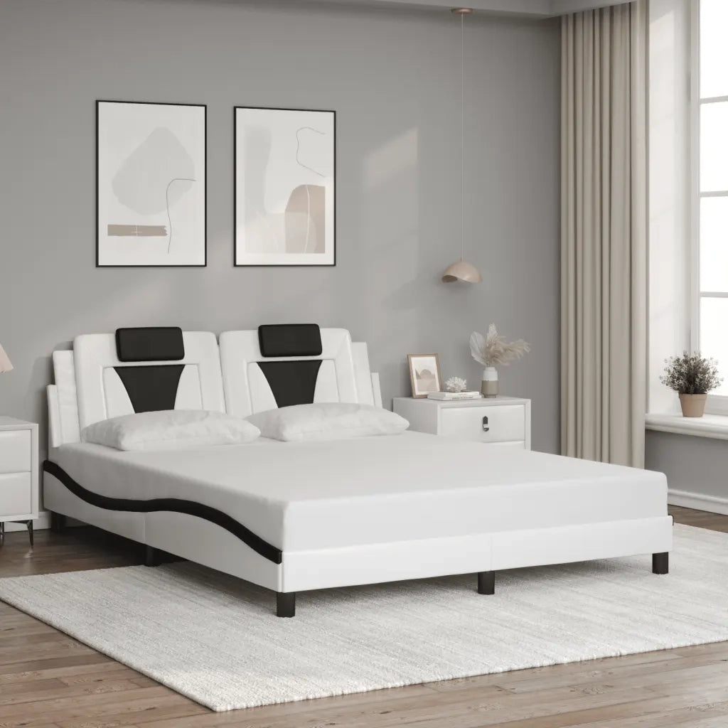 Giroletto con Luce LED Bianco e Nero 160x200 cm in Similpelle