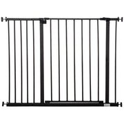 Cancelletto per Cani Estensibile con Viti e Ampia Apertura 76-107x76 cm in Metallo e Plastica Nero