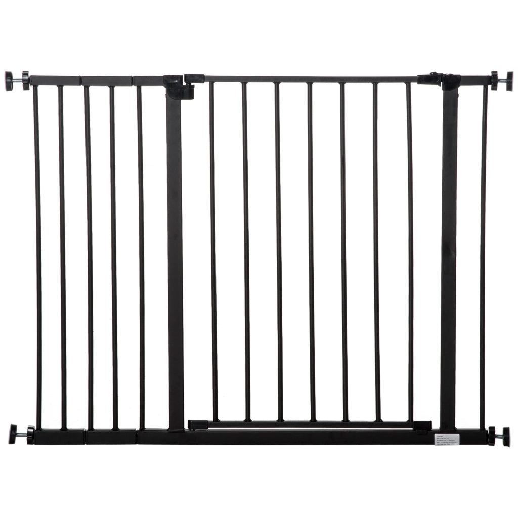 Cancelletto per Cani Estensibile con Viti e Ampia Apertura 76-107x76 cm in Metallo e Plastica Nero