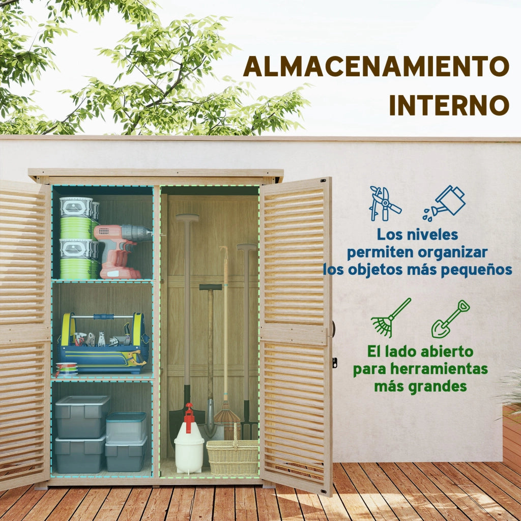 Armadio da Giardino ¨C Zephmum ¨C Legno Naturale 127x65x168 cm