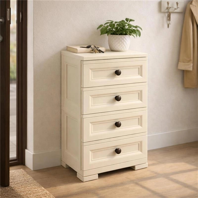 CASSETTIERA ALTA 4 CASSETTI PICCOLI ANGORA 40X43X85,5 CM – MOBILE COMPATTO SALVASPAZIO PER CAMERA, INGRESSO E ZONA LIVING
