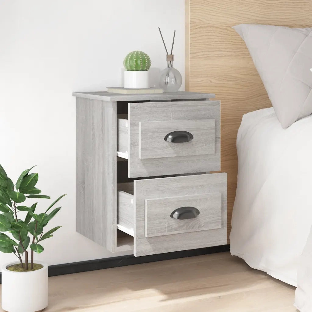 Comodino | Armadio da Notte | Mobiletto da notte a Parete Grigio Sonoma 41,5x36x53 cm